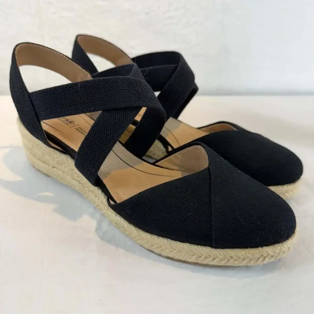 Lifestride shoes women's size 6 M espadrilles black canvas upper resort wear